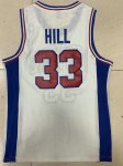 Maillot de Basket #33 Hill Pistons M&N Blanc